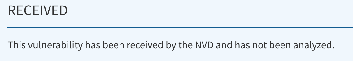 NVD notice stating a vulnerability has not yet been analyzed